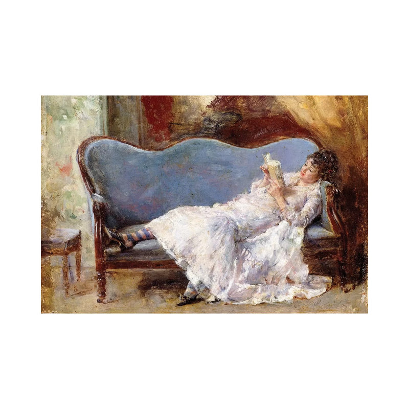 A Lady Reading by Eduardo-Leon Garrido - Wrapped Canvas Gallery-Wrapped Canvas Giclée, 101.6 cm H x 66.04 cm W x 3.175 cm D