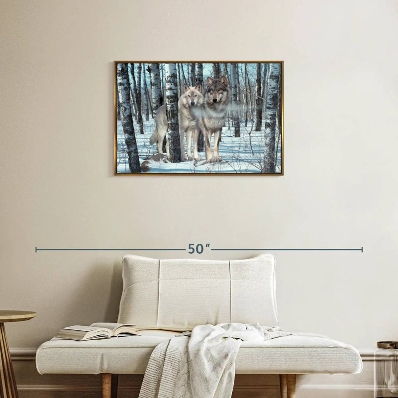 Ombres de neige, Cadre flottant doré, 31 po x 21 po