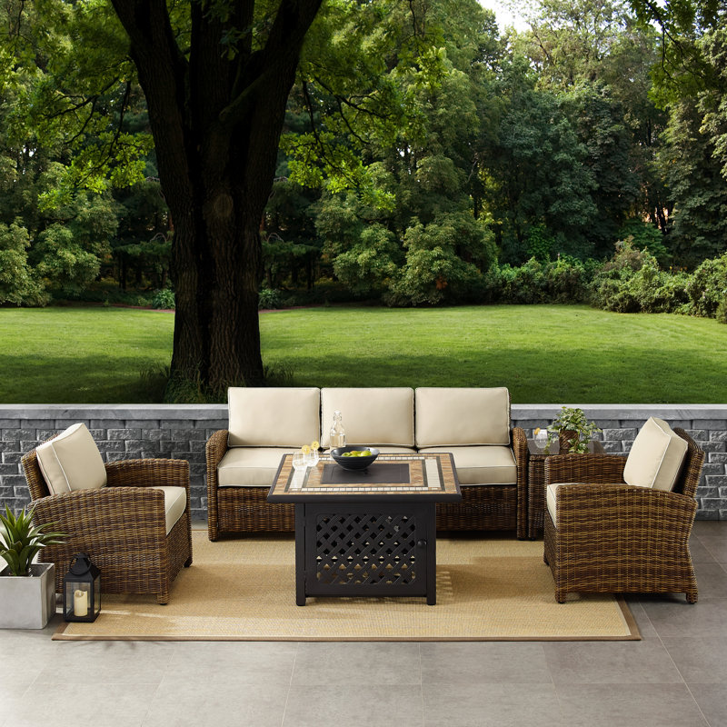 5 - Person Patio Conversation Set with Cushions, Sand