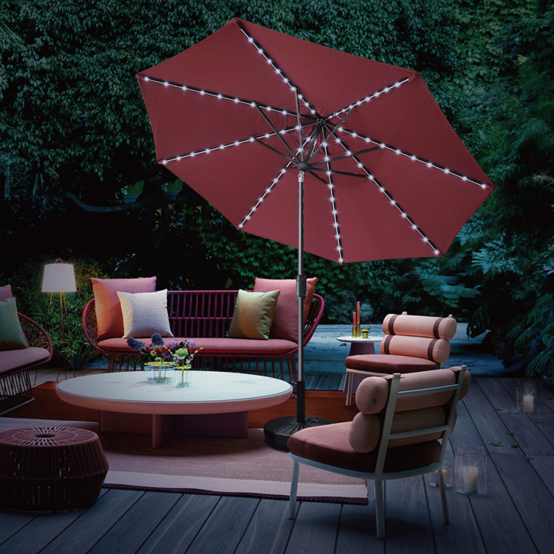 Parasol de marché Ayzah 9 pi avec 80 lumières DEL, Bourgogne
