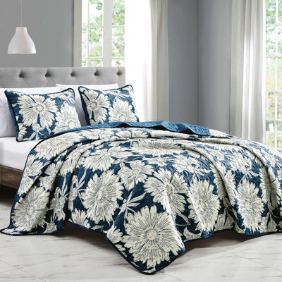 Ensemble de couvre-lit bleu en microfibre 3 pièces