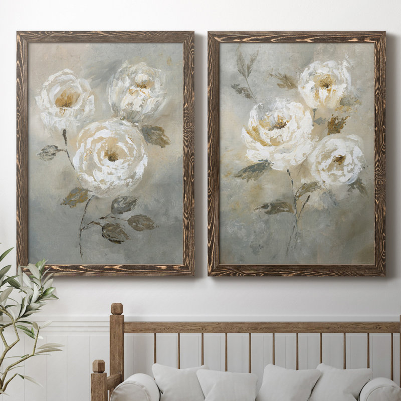 «Soft and Bold I», ensemble de 2 reproductions d'art, Pas de tapis, Toile encadrée noyer, H 37,5 po x l 55 po x P 1,5 po