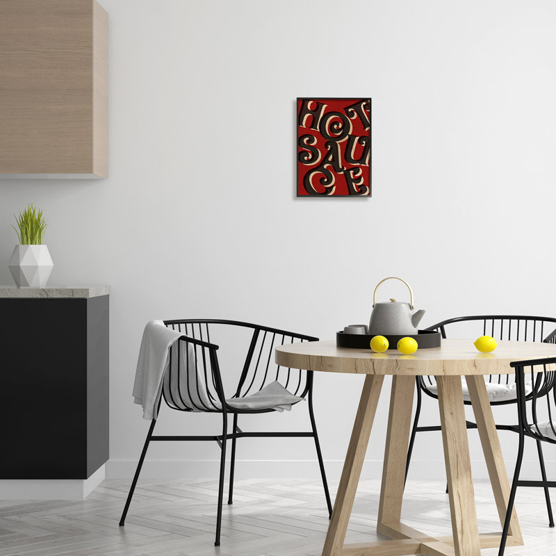 Signe de typographie fantaisiste Hot Sauce, Giclée encadrée noir minuit, H 14 po x l 11 po x P 1,5 po