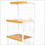 Kitchen Microwave Cart, 59.5” Tall 3-Tier with Drawer, Outlet &amp; Wheels | Snow White + Natural | Metal-1307370119