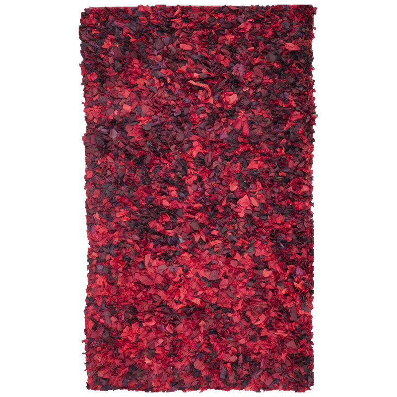 Godsey Handmade Shag Red Area Rug, Rectangle 2'6" x 4'