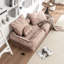 Lit rembourré pour adultes et animaux de compagnie, 5 positions réglables, coussin de massage, mousse épaisse, coussins en velours, siège souple, structure en métal, brun, capacité jusqu'à 350 lb de couleur brune, charge maximale-516358642