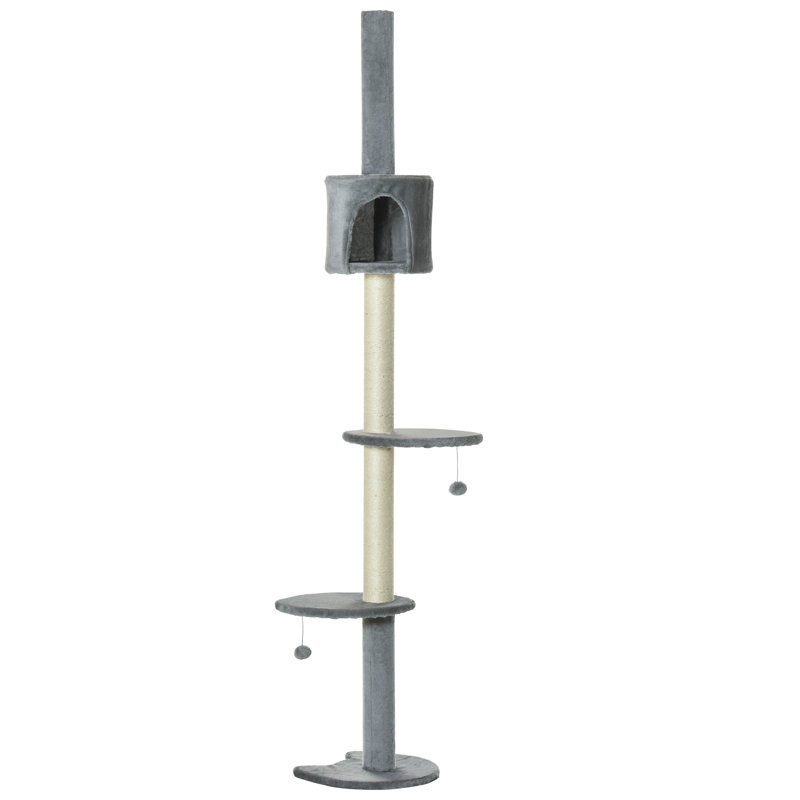 Gray Sisal 4-Tier Adjustable Cat Climbing Tree