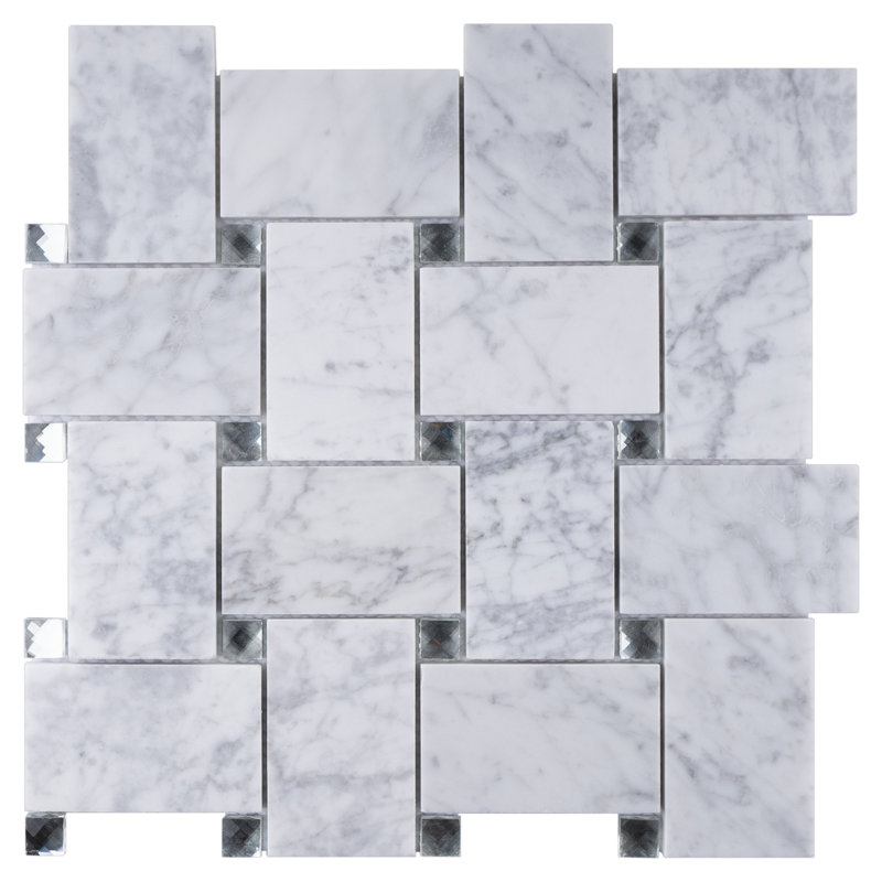 Carreau de mosaïque en marbre poli blanc Carrare 11,74 po x 11,74 po Carrara