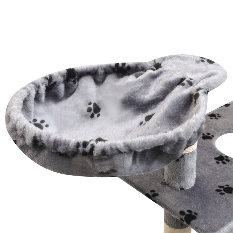 Amerina Cat Tree, 96 cm x 35 cm x 125 cm, Grey With Paw Prints