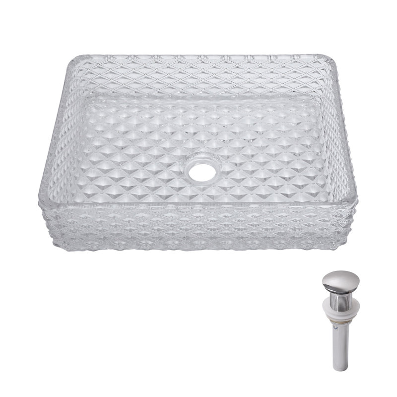 Bathroom Vessel Sink Above Counter White Bowl Sink Rectangle For Bathroom (No Faucet)