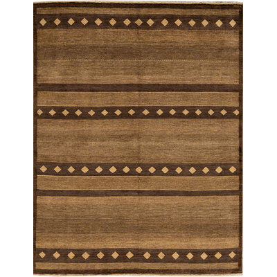 Tapis brun et doré de haute qualité noué à la main