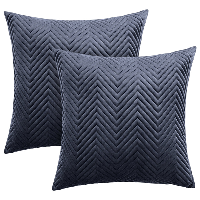 Aspire Homeware Embossed Square Velvet Cushion Cover, Charcoal, Pack of 2