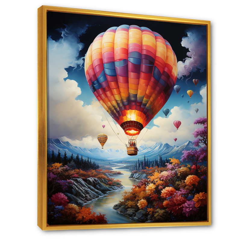 Fantasy Balloon Odyssey, H 32 po x l 16 po x P 1 po, Cadre flottant doré