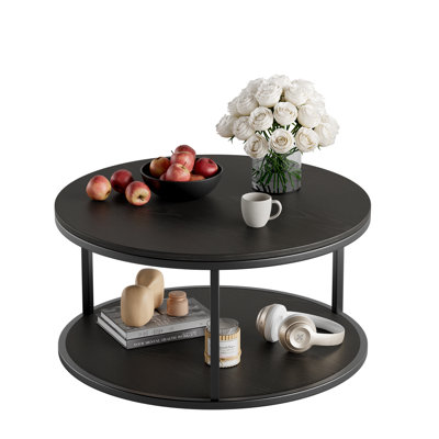 36-inch Round Coffee Table, Double-decker Design