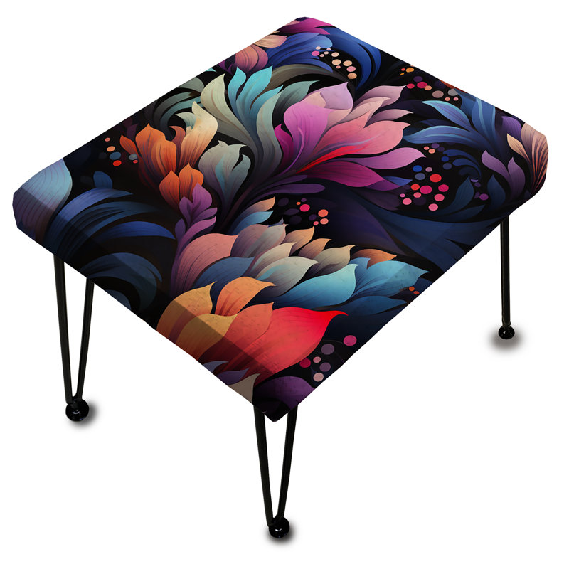 Multicolore futuriste damassé Nexus - Repose-pieds rectangulaire floral