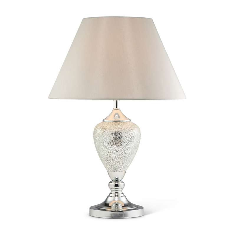 Whitworth 57Cm Silver Crackled Glass Mosaic Grey Table Lamp