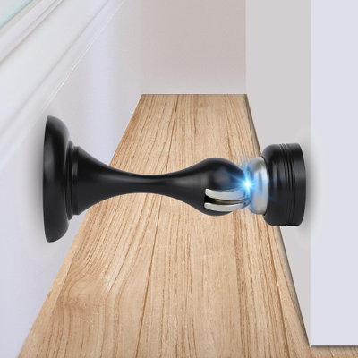 Butoir de porte magnétique MEGA HANDLES, loquet de porte magnétique pour mur, butée magnétique pour le bas de la porte - noir mat (1 paquet)