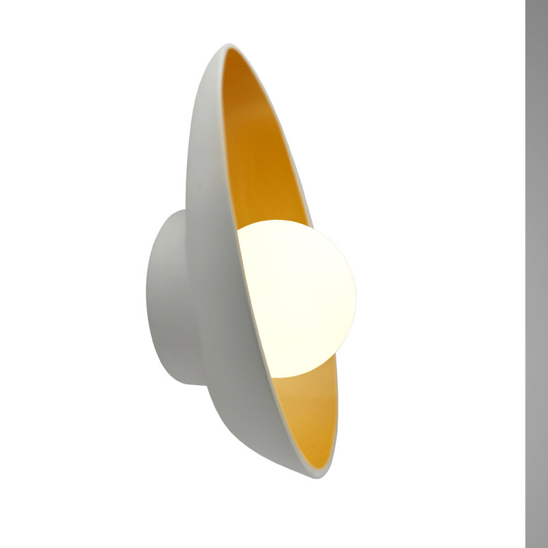 Azem Ceramic Wall Sconce, Matte White/Champagne Gold