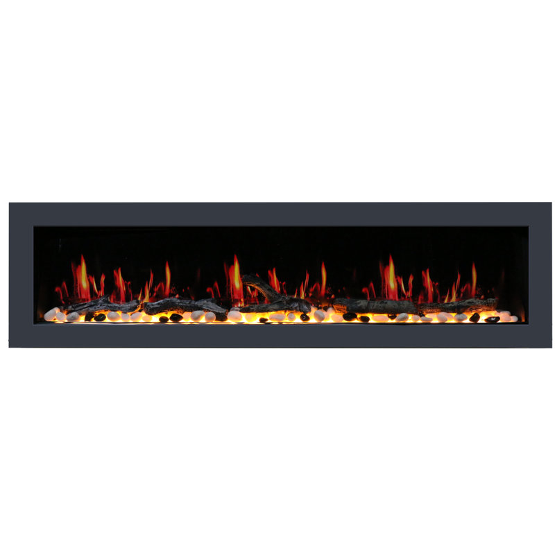Latitude II 78-Inch Black Crystal Electric Fireplace