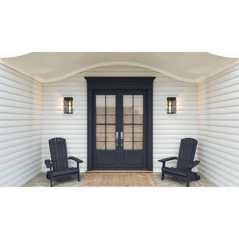 Boswell 1-Light Matte Black Outdoor Wall Lantern, 16" H x 7.5" W x 5.5" D