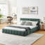 Grand lit tapissier, cadre de lit rembourré confortable, tissu chenille, avec tête de lit et cadre de lit solide. Avec tiroir pour le rangement - Vert (88,5 po x 68,5 po x 31 po)-2037101729-2037101728