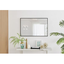 Rechteckiger Spiegel, Rahmen minimalistisch, schwarz - 1201