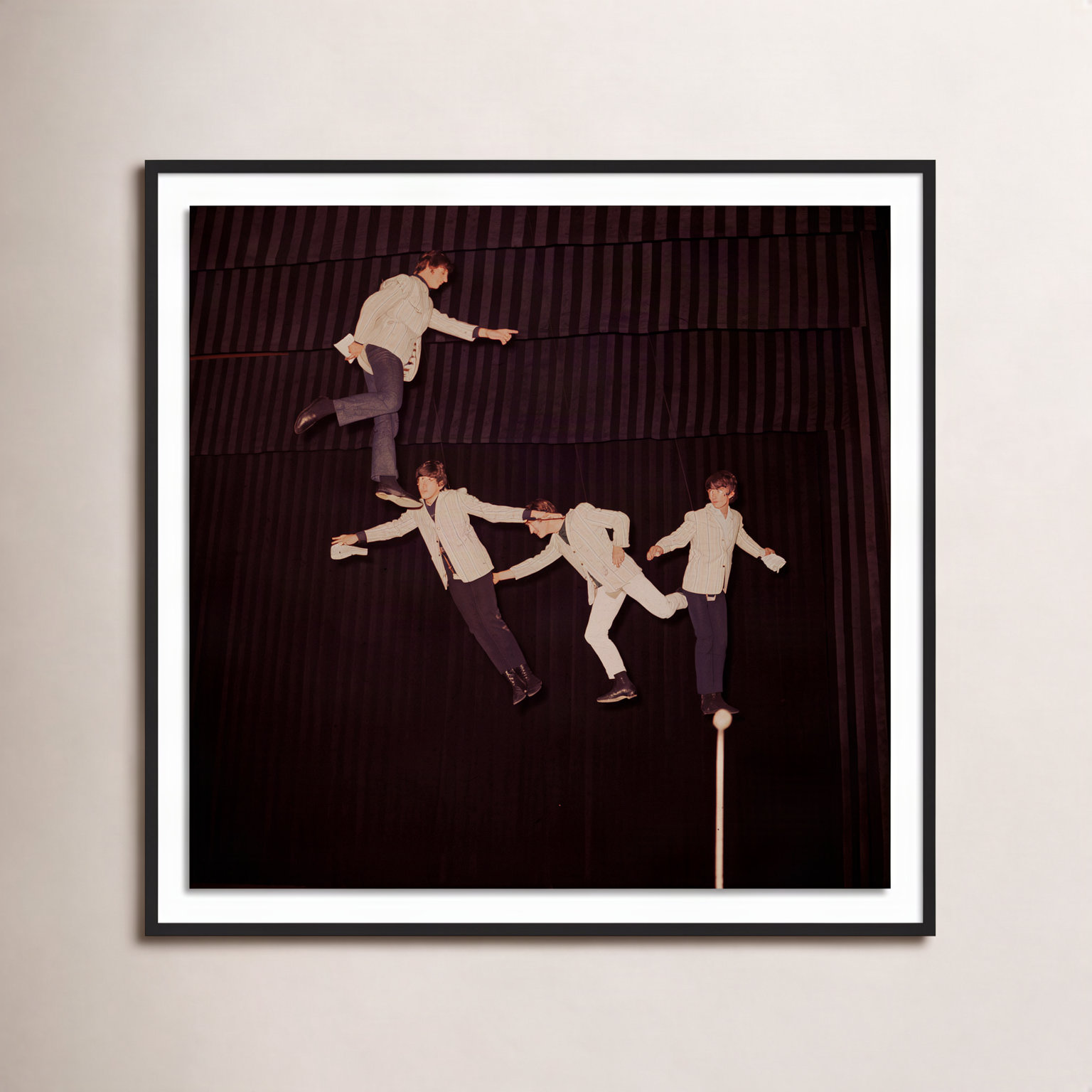 Algern "The Beatles Rehearse" Print, 40" H x 40" W, Black Maple Framed