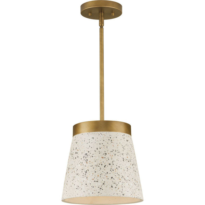 1 - Light Single Pendant, Distressed Brass, Brass Sand