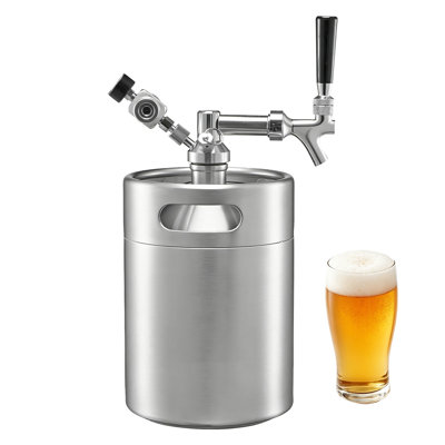 128oz Mini Keg, Pressurized Growler Tap System, 304 Stainless Steel Beer Kit, with Co2 Regulator, Self-Closing Faucet, Keeps Fresh and Carbonation for Homebrew, Craft and Draft Beer