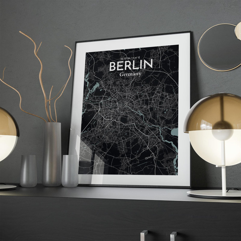 Berlin City Map In Midnight - No Frame Print, 24cm H x 18cm W x 0.05cm D