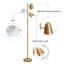 Lampe sur pied haute 64 po avec triple lampe en métal doré