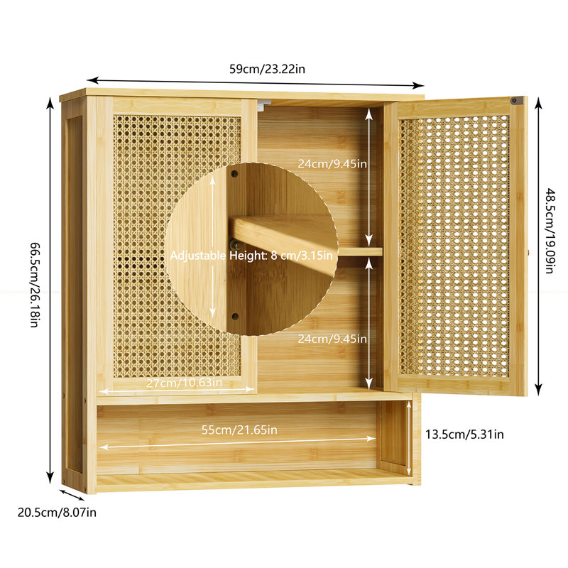 Allizon Bamboo Wall Mounted Required Bathroom Cabinet
