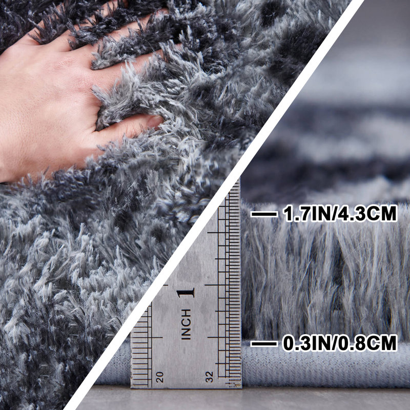 Area Rugs for Bedroom Living Room, Fluffy Fuzzy Shag Shaggy Soft Plush Carpet, Indoor Floor  Rug for  Decor Aesthetic, Gray