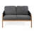 Arwen Bohemian Acacia Wood Outdoor Loveseat, 2-Seater Light Teak Patio Sofa Bench with Woven Rope Details and Dark Gray Cushions for Porch, Balcony-383620520