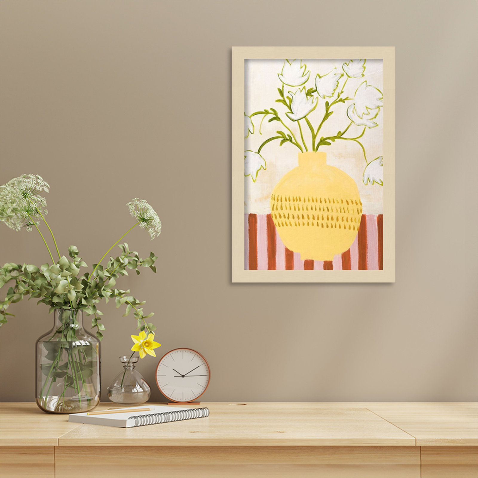 Yellow Vase Print by Design Fabrikken, Brown, 17" H x 12" W