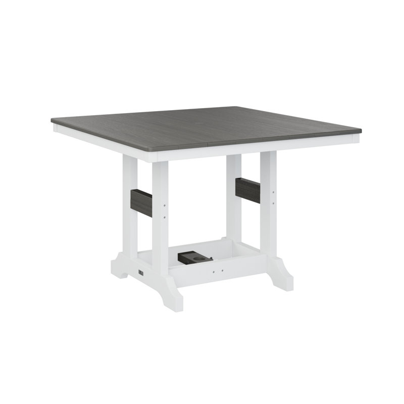 Berlin Gardens Garden Classic Regular Top With White Base Square Bar Table, Coastal Gray, 39.5" H x 44" W x 44" D