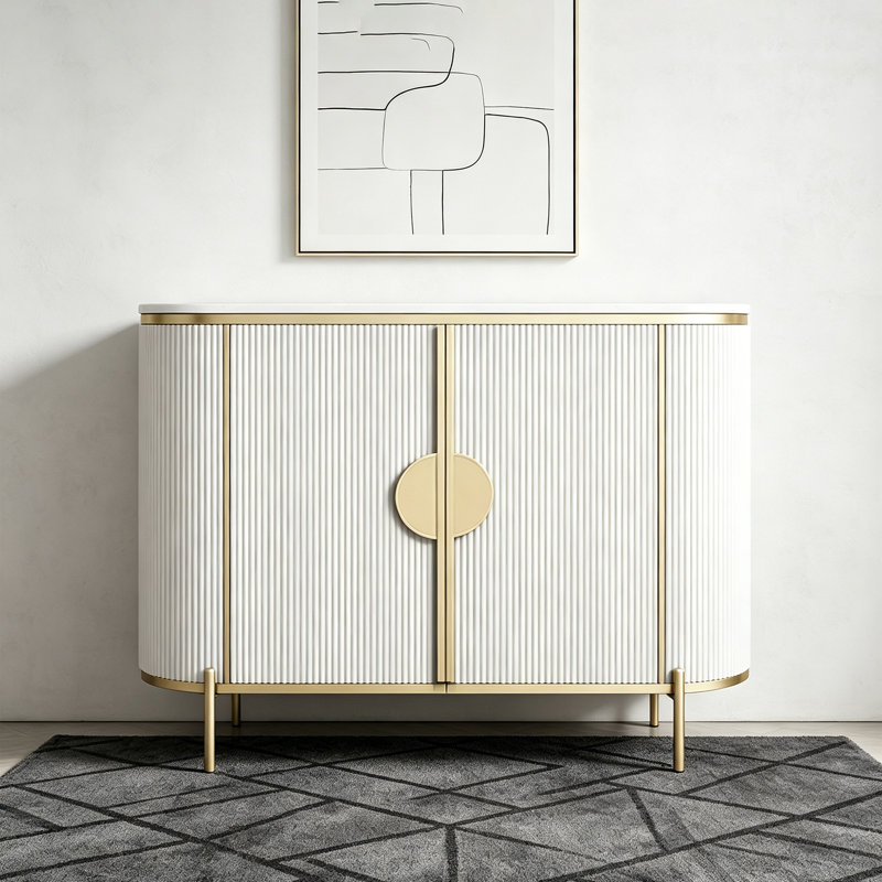 Modern fashion elliptical sintered stone sideboard, Cream
