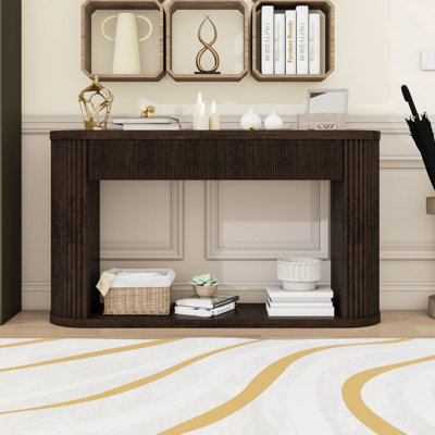 Elegant Console Table with Dual Storage Drawers and Bottom Shelf