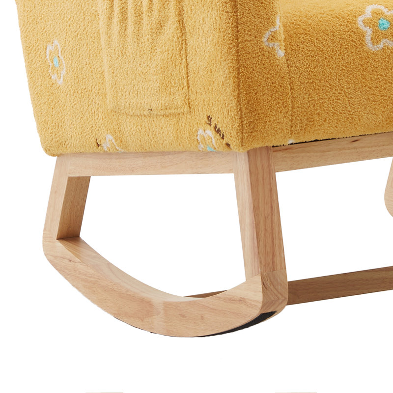 Fauteuil à bascule confortable pour la détente en tissu de style Mid-Century idéal pour la chambre de bébé et le salon