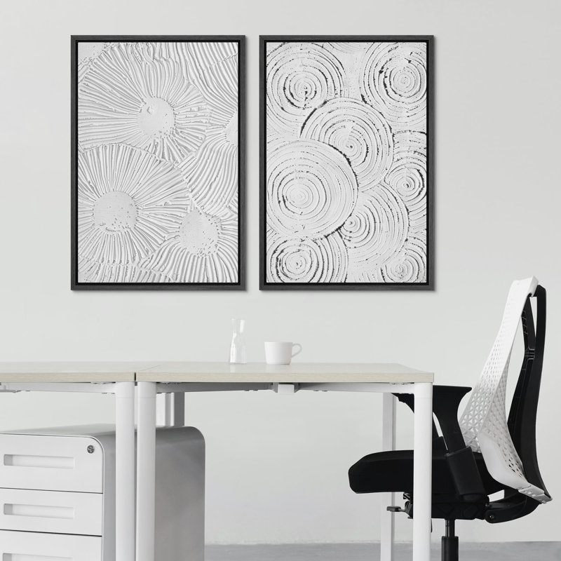 «3D Effect Illusion Abstract Geometric White Minimalist Decor», impression sur toile encadrée 2 pièces, H 36 po x l 24 po