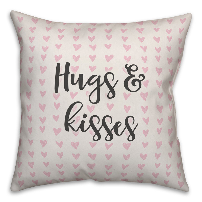  Coussin Hugs and Kisses in Hearts, Coussin décoratif
