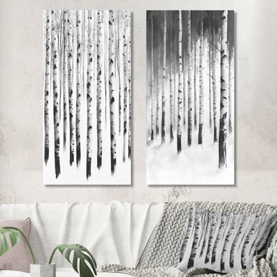 Birch Tree Forest in Winter – Woodland 2 Piece Metal Wall Art Prints