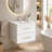 24" Wall-Mounted Glossy White Bathroom Vanity with Soft-Close Doors and Ceramic Sink