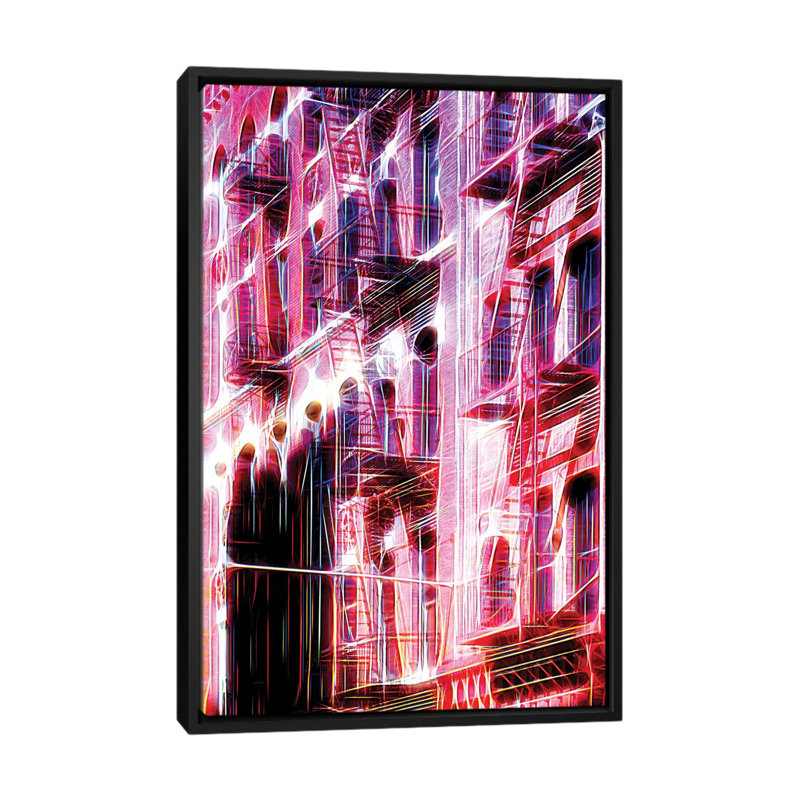 «Red Facade» sur toile, H 26 po x l 18 po x P 1,5 po, Toile avec cadre noir, Pas de tapis