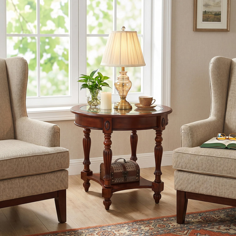 Table de bout en verre Ashel avec rangement