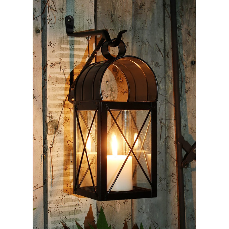 11'' H Metal Tabletop Lantern, Black