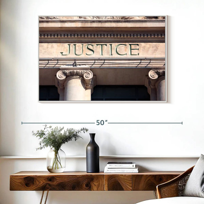 Enseigne de cour de justice, Cadre flottant blanc, 40 po x 27 po