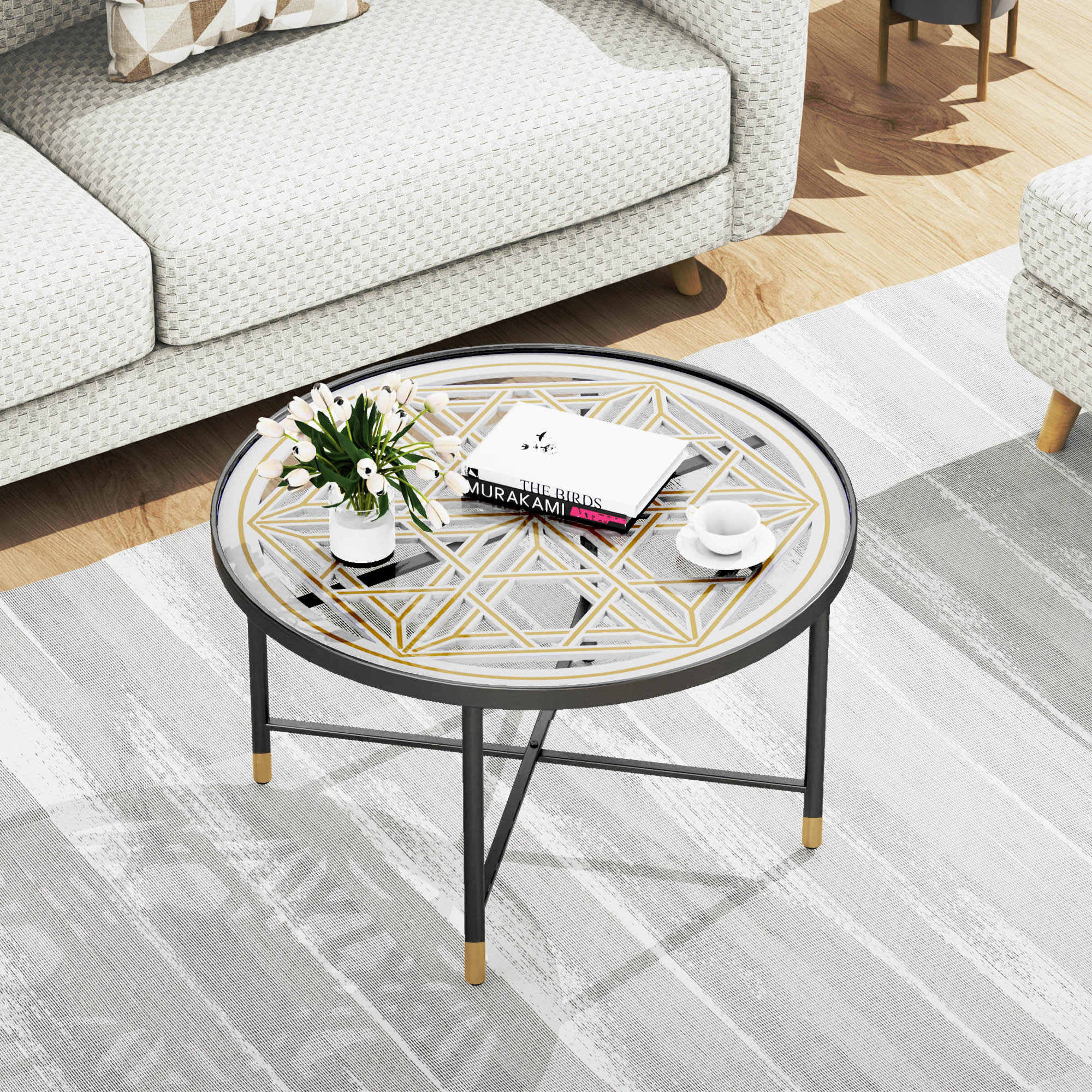 George Oliver 31.5'' Balck Round Coffee Table - Wayfair Canada