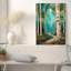 Tableau sur toile représentant des bouleaux le long d'un sentier sinueux dans une forêt turquoise-750977436
