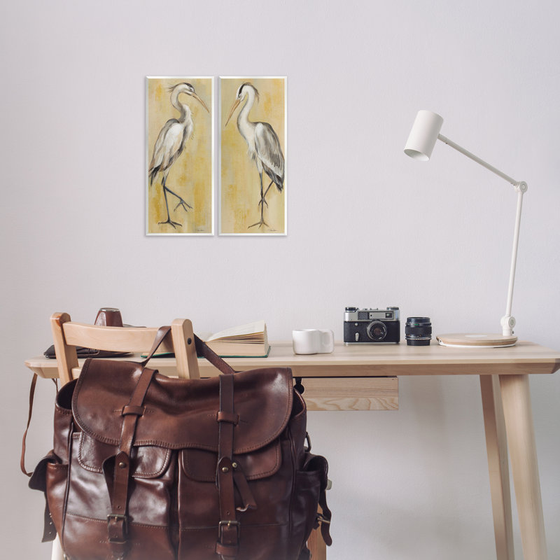 «Vintage Style Herons», ensemble de 2 plaques murales, par Silvia Vassileva